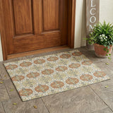 3' X 5' Cream And Ivory Striped Washable Indoor Outdoor Area Rug