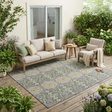 5' X 8' Gray And Graphite Striped Washable Indoor Outdoor Area Rug