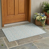 3' X 5' Sky Blue And Blue Striped Washable Indoor Outdoor Area Rug