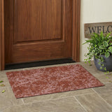 3' X 5' Burgundy And Red Abstract Washable Indoor Outdoor Area Rug