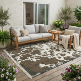 5' X 8' Chocolate And Brown Abstract Washable Indoor Outdoor Area Rug