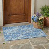 3' X 5' Sky Blue And Blue Abstract Washable Indoor Outdoor Area Rug