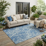 5' X 8' Sky Blue And Blue Abstract Washable Indoor Outdoor Area Rug