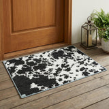 3' X 5' White And Ivory Abstract Washable Indoor Outdoor Area Rug