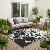 5' X 8' White And Ivory Abstract Washable Indoor Outdoor Area Rug