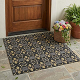 3' X 5' Black And Graphite Striped Washable Indoor Outdoor Area Rug