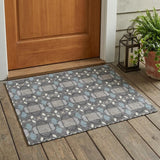 3' X 5' Gray And Graphite Striped Washable Indoor Outdoor Area Rug