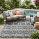 5' X 8' Gray And Graphite Striped Washable Indoor Outdoor Area Rug