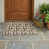 3' X 5' Chocolate And Brown Geometric Washable Indoor Outdoor Area Rug
