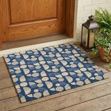 3' X 5' Navy Blue And Blue Geometric Washable Indoor Outdoor Area Rug