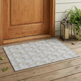 3' X 5' Silver And Gray Geometric Washable Indoor Outdoor Area Rug