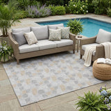 5' X 8' Silver And Gray Geometric Washable Indoor Outdoor Area Rug