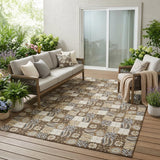 5' X 8' Chocolate And Brown Floral Washable Indoor Outdoor Area Rug