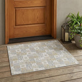 3' X 5' Ivory And Silver Floral Washable Indoor Outdoor Area Rug