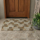3' X 5' Chocolate And Brown Patchwork Washable Indoor Outdoor Area Rug
