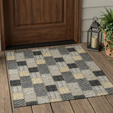 3' X 5' Graphite And Gray Patchwork Washable Indoor Outdoor Area Rug
