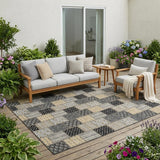 5' X 8' Graphite And Gray Patchwork Washable Indoor Outdoor Area Rug