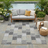 5' X 8' Gray And Silver Patchwork Washable Indoor Outdoor Area Rug