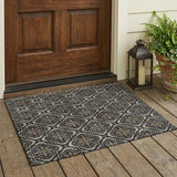 3' X 5' Black And Graphite Geometric Washable Indoor Outdoor Area Rug