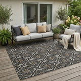 5' X 8' Black And Graphite Geometric Washable Indoor Outdoor Area Rug