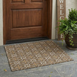 3' X 5' Chocolate And Brown Geometric Washable Indoor Outdoor Area Rug