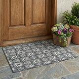 3' X 5' Gray And Graphite Geometric Washable Indoor Outdoor Area Rug