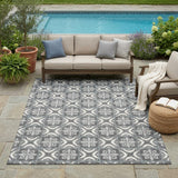 5' X 8' Gray And Graphite Geometric Washable Indoor Outdoor Area Rug