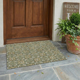 3' X 5' Olive Green And Green Geometric Washable Indoor Outdoor Area Rug