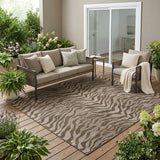 5' X 8' Chocolate And Brown Animal Print Washable Indoor Outdoor Area Rug