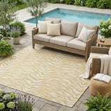 5' X 8' Gold And Wheat Animal Print Washable Indoor Outdoor Area Rug