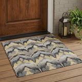 3' X 5' Black And Graphite Abstract Washable Indoor Outdoor Area Rug