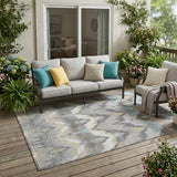 5' X 8' Gray And Silver Abstract Washable Indoor Outdoor Area Rug