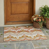 3' X 5' Rust And Orange Abstract Washable Indoor Outdoor Area Rug