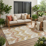 5' X 8' Rust And Orange Abstract Washable Indoor Outdoor Area Rug