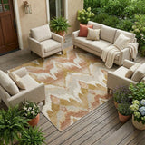 8' X 10' Rust And Orange Abstract Washable Indoor Outdoor Area Rug