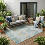5' X 8' Sky Blue And Blue Abstract Washable Indoor Outdoor Area Rug