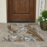 3' X 5' Chocolate And Brown Abstract Washable Indoor Outdoor Area Rug