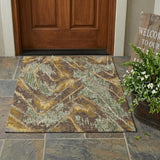3' X 5' Green And Chocolate Abstract Washable Indoor Outdoor Area Rug