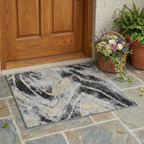 3' X 5' Graphite And Gray Abstract Washable Indoor Outdoor Area Rug