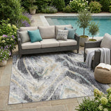 5' X 8' Gray And Silver Abstract Washable Indoor Outdoor Area Rug