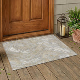 3' X 5' Ivory And Silver Abstract Washable Indoor Outdoor Area Rug