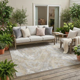 5' X 8' Ivory And Silver Abstract Washable Indoor Outdoor Area Rug
