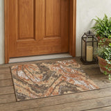 3' X 5' Orange And Brown Abstract Washable Indoor Outdoor Area Rug
