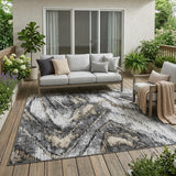 5' X 8' Silver And Gray Abstract Washable Indoor Outdoor Area Rug