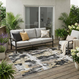 5' X 8' Black And Silver Abstract Washable Indoor Outdoor Area Rug