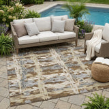5' X 8' Chocolate And Brown Abstract Washable Indoor Outdoor Area Rug