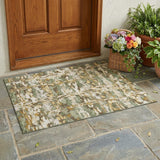 3' X 5' Olive Green And Green Abstract Washable Indoor Outdoor Area Rug