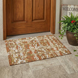3' X 5' Orange And Brown Abstract Washable Indoor Outdoor Area Rug
