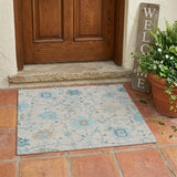 3' X 5' Linen And Ivory Floral Washable Indoor Outdoor Area Rug