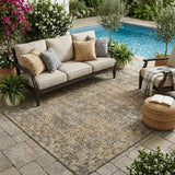 5' X 8' Chocolate And Brown Abstract Washable Indoor Outdoor Area Rug